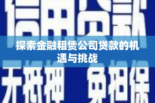 忠县探索金融租赁公司贷款的机遇与挑战