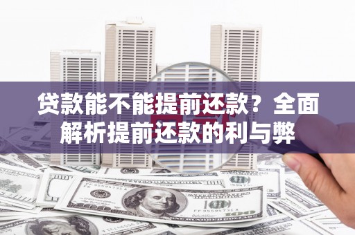 忠县贷款能不能提前还款？全面解析提前还款的利与弊