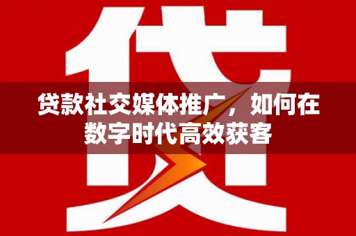 忠县贷款社交媒体推广，如何在数字时代高效获客