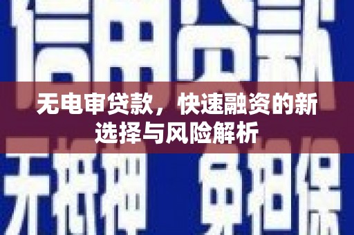 忠县无电审贷款，快速融资的新选择与风险解析
