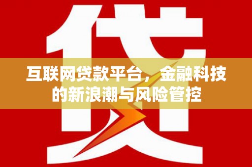 忠县互联网贷款平台，金融科技的新浪潮与风险管控