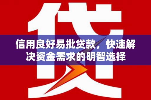 忠县信用良好易批贷款，快速解决资金需求的明智选择