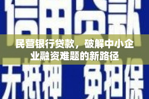 忠县民营银行贷款，破解中小企业融资难题的新路径